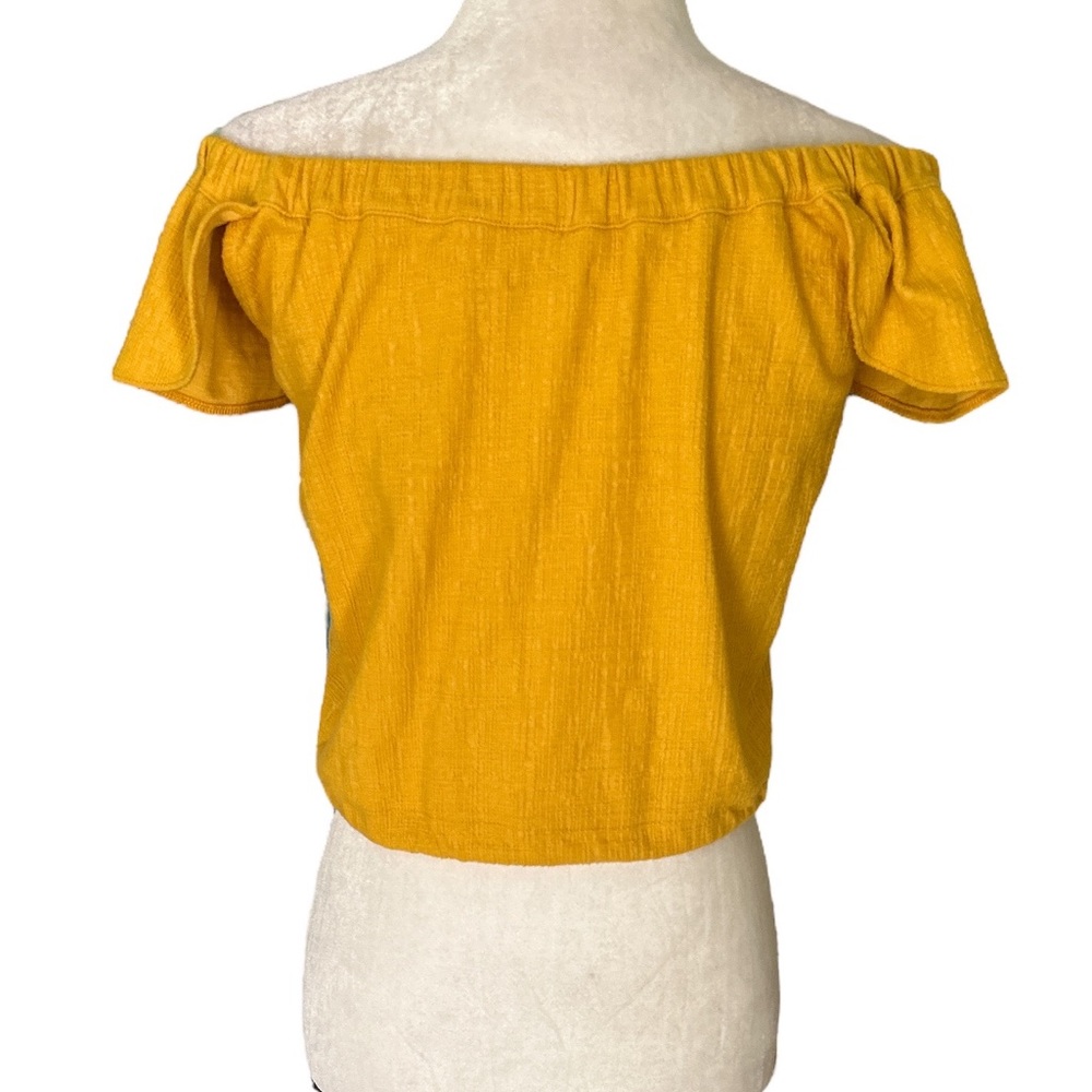 Madewell Off The Shoulder Cropped Tie Front Top in Celestial Gold - XS - Picture 8 of 15